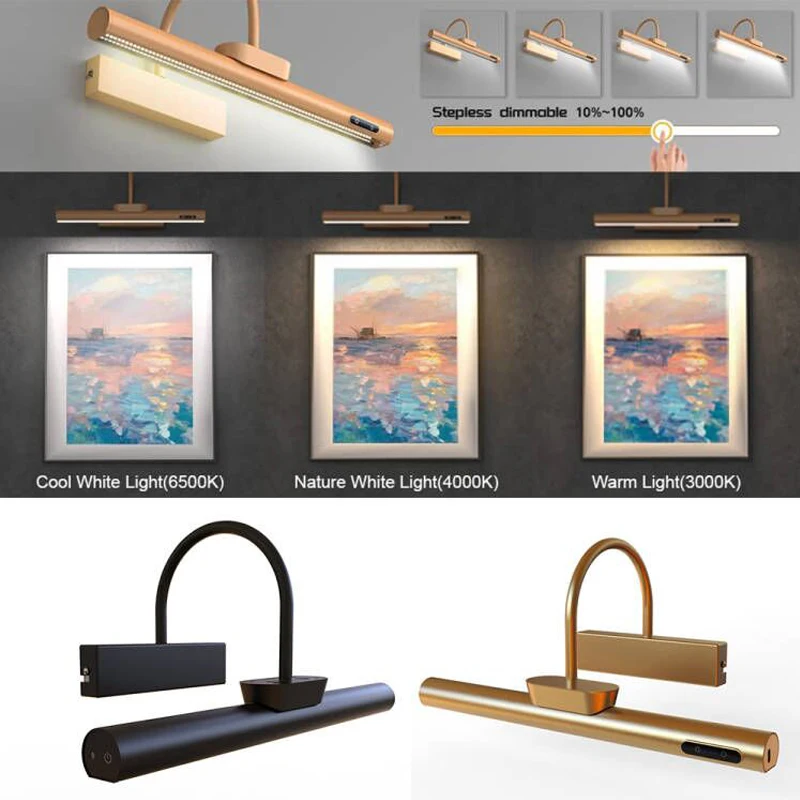 Lámpara de pared Led USB, luz de espejo de baño dorada moderna, luz de pared Interior, luces de imagen para baño, pared de sala de estar