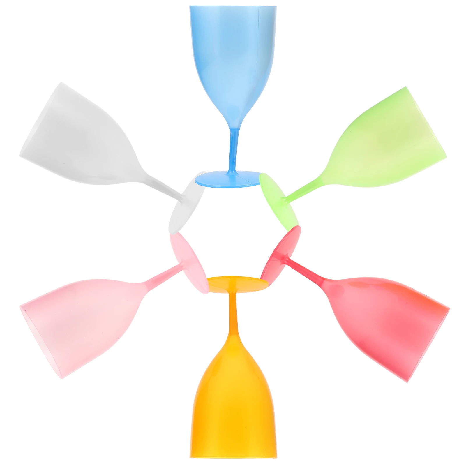 

6 Pcs Easter Glasses High Stem Plastic Goblets Party Drinkware Colorful Vintage Cup Set Unbreakable GlassReusable Beverage