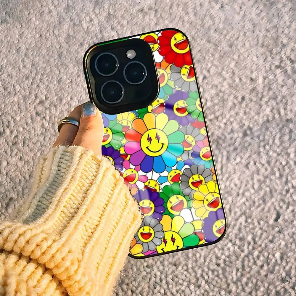 M-Murakami T-Takash Painting Phone Case For iPhone17 Air 16 e 15 14 13 12 11 Plus Mini Pro Max Glass Magnetic Case