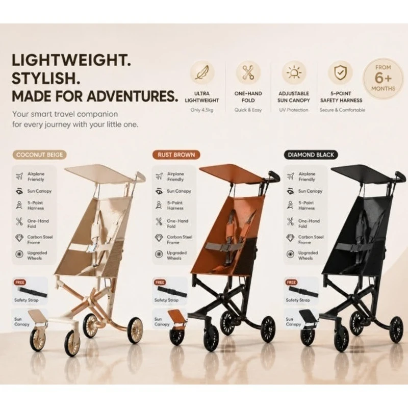 

Children stroller, lightweight and easy to travel, foldable baby stroller with safety belt and sun visor capable of bearing 35kg