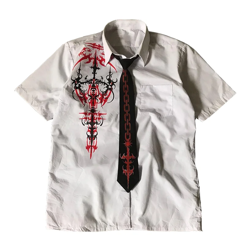 

2025 clothing neutral wind pattern top shirt decal neutral wind Fashion womens men white and black and red short sleeve shirt