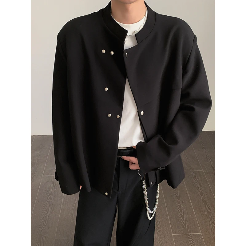 

Chinese Style Stand Collar Jackets For Men Spring New Plus Size Black Men's Casual Jacket Long Sleeve Single Breasted Coats Man