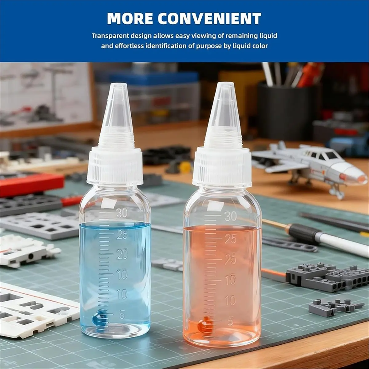 30ml Scale Marked Paint Mixing Bottle Kit with Palette Droppers Stirring Sticks Funnels for Airbrush Painting DIY Work