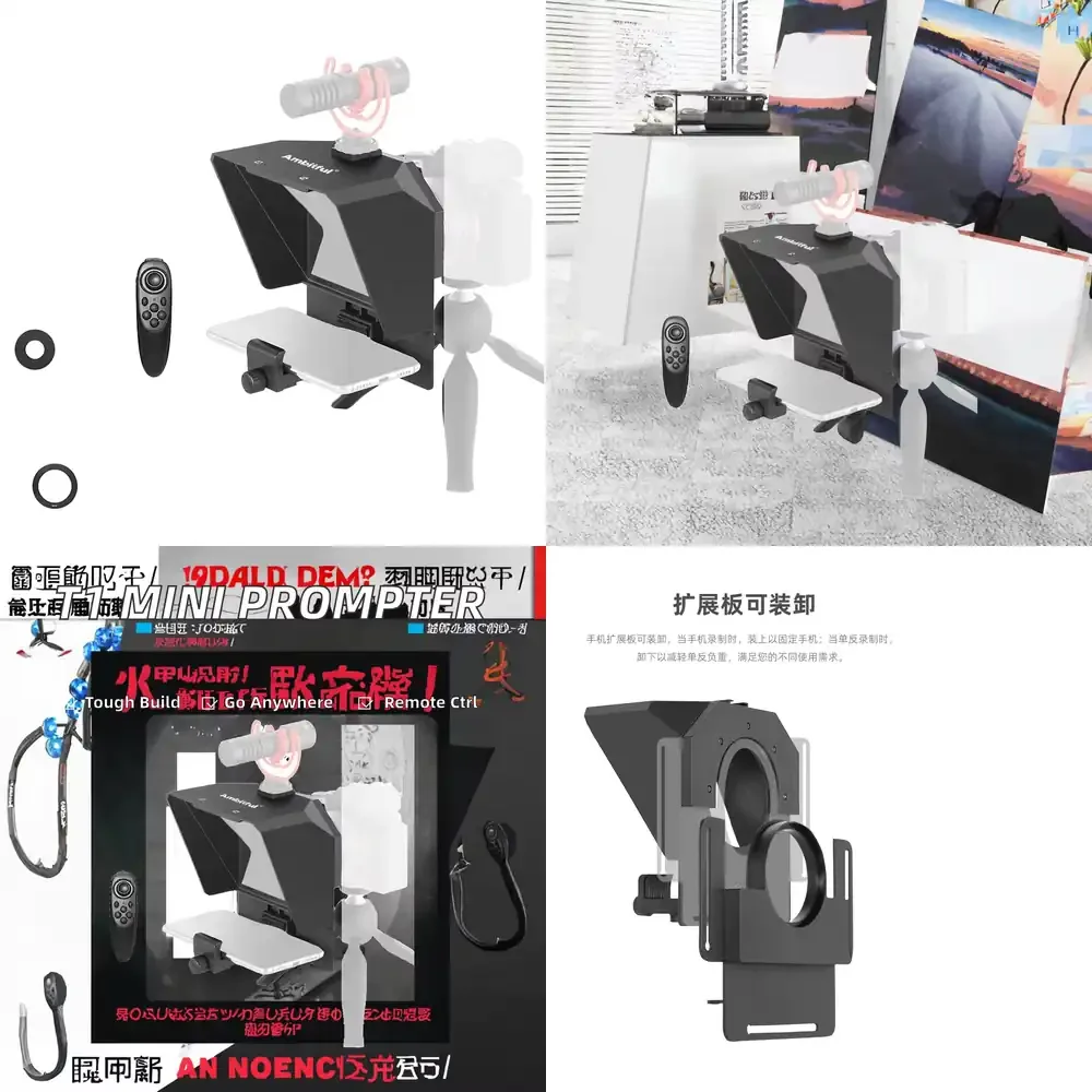 WAP01 Ambitious T1 Mini Teleprompter Portátil para Gravação de Vídeo DSLR com Controle Remoto para Estúdio Fotográfico Móvel