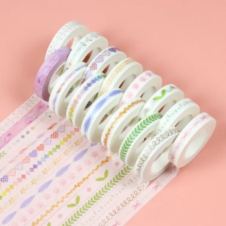 2pcs 10 Meter Hand-painted and Paper Tape Creative Dividing Line Stickers Ledger Diaries Decorative Tape Stickers