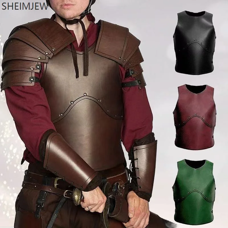 

Viking Gladiator Warrior Breastplate Retro Medieval Belt Vest Knight Cosplay Costume Adult Armor Party Real Game Leather Armor