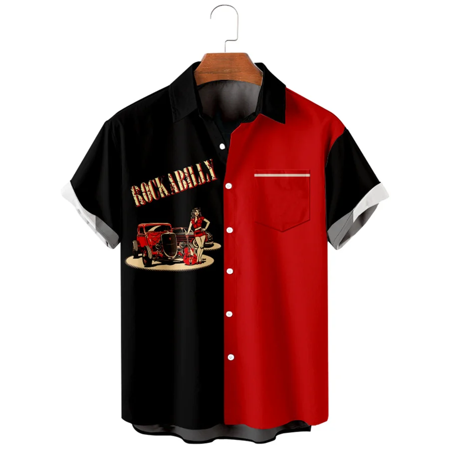 

Гавайская рубашка с лацканами в стиле ретро для гоночных автомобилей, летние повседневные уличные рубашки с короткими рукавами для мальчиков, детская модная повседневная рубашка