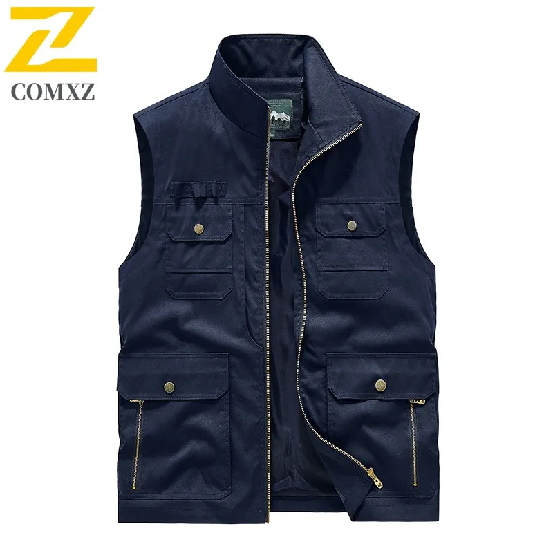 

Мужской рабочий жилет, модная легкая быстросохнущая куртка без рукавов с тактическим воротником, много карманных систем для городского использования на открытом воздухе