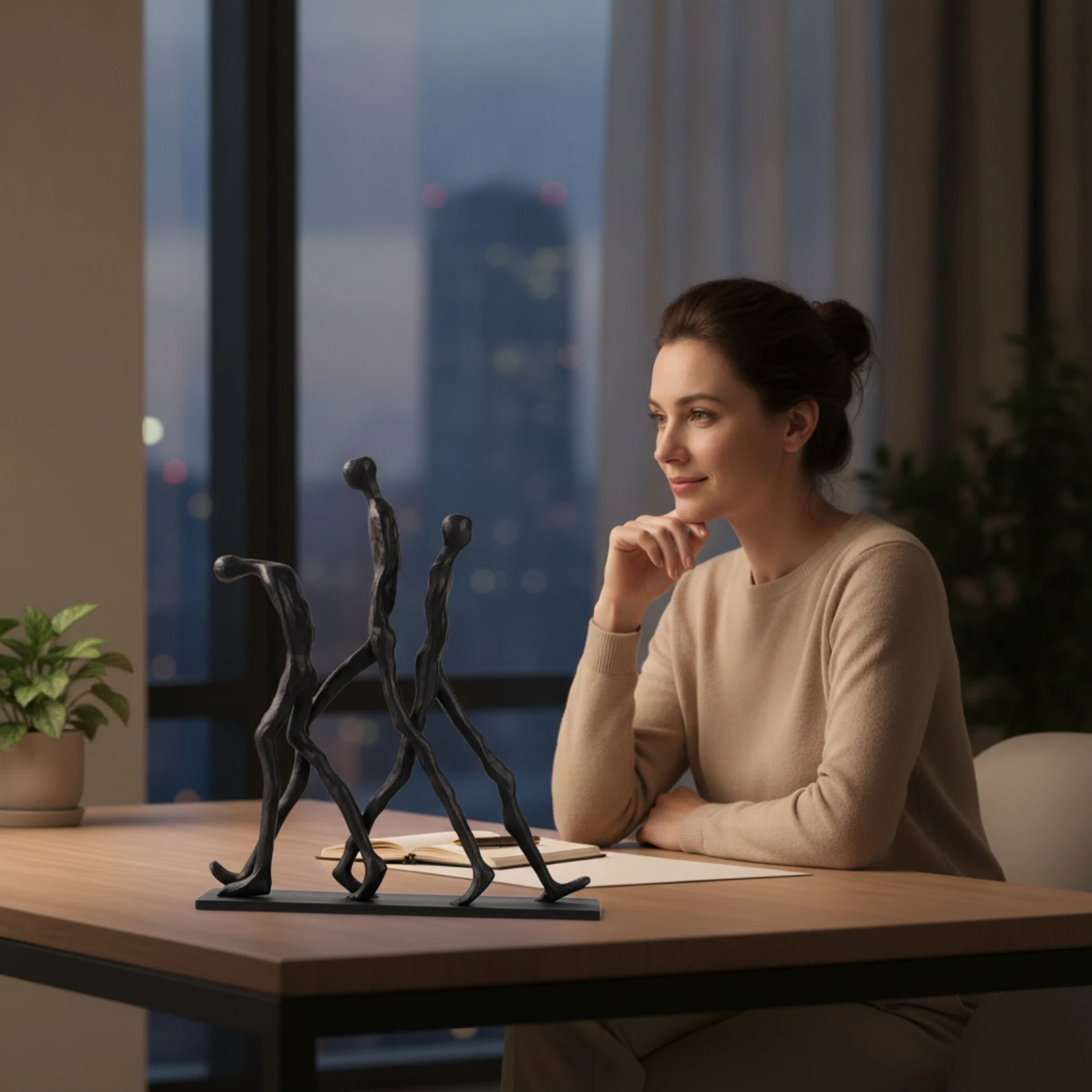Abstract Human Statue Slender Metal Sculpture Human Figurine Elegant Desktop Statue Artistic for Homeowners, Shelf