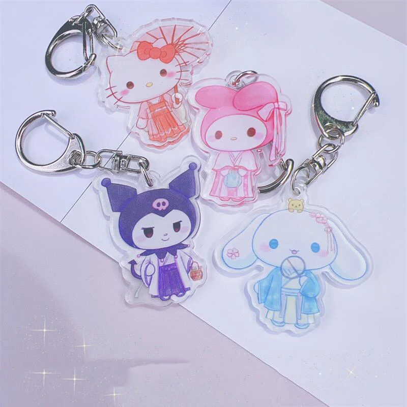 

Sanrio Hellokitty Mymelody Kuromi Purin Cinnamoroll Costume Style Cute Cartoon Keychain Bag Couple Pendant Explosion Style