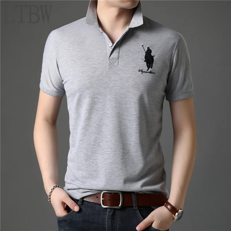 LTBW Cotton Short Sleeve Polo Shirt Man Lapel Summer Trend Embroidery Casual T-shirt Luxury Men's Wear