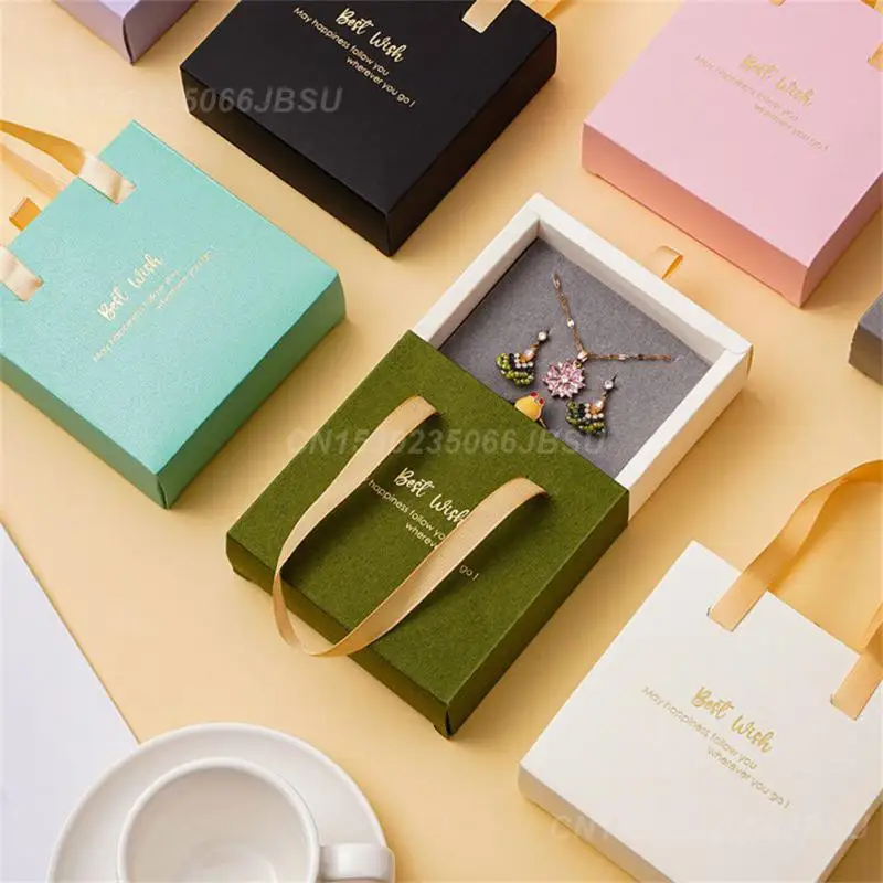 Portable Drawer Gift Box Necklace Stud Ring Display Case Jewelry Packaging Display Carrying Earring Storage Jewelry Box