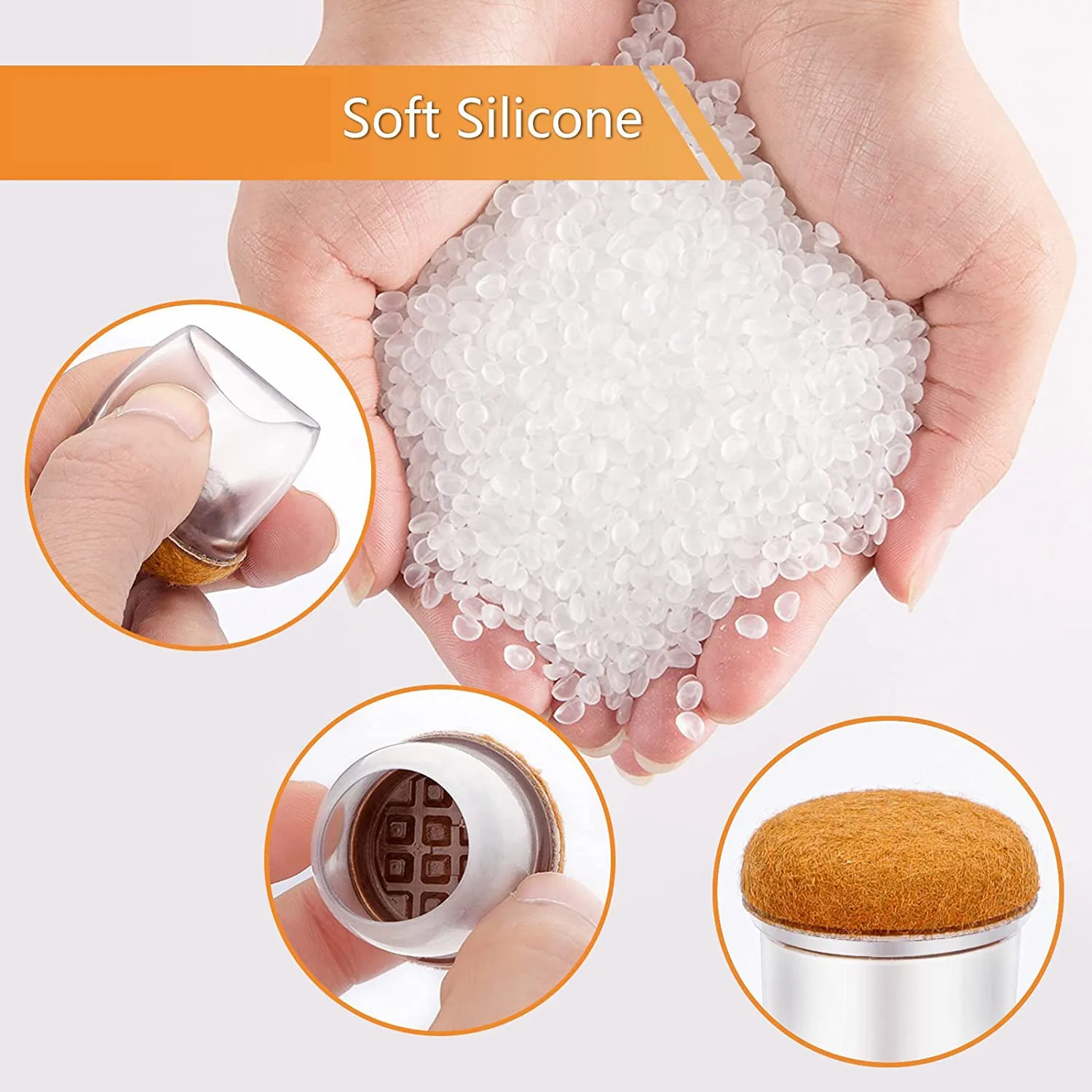 

Изысканные защитные колпачки для ножек стула, упаковка из 16 шт., круглые силиконовые колпачки для ножек стула с фетровыми подушечками, столами и стульями (14-19 мм)