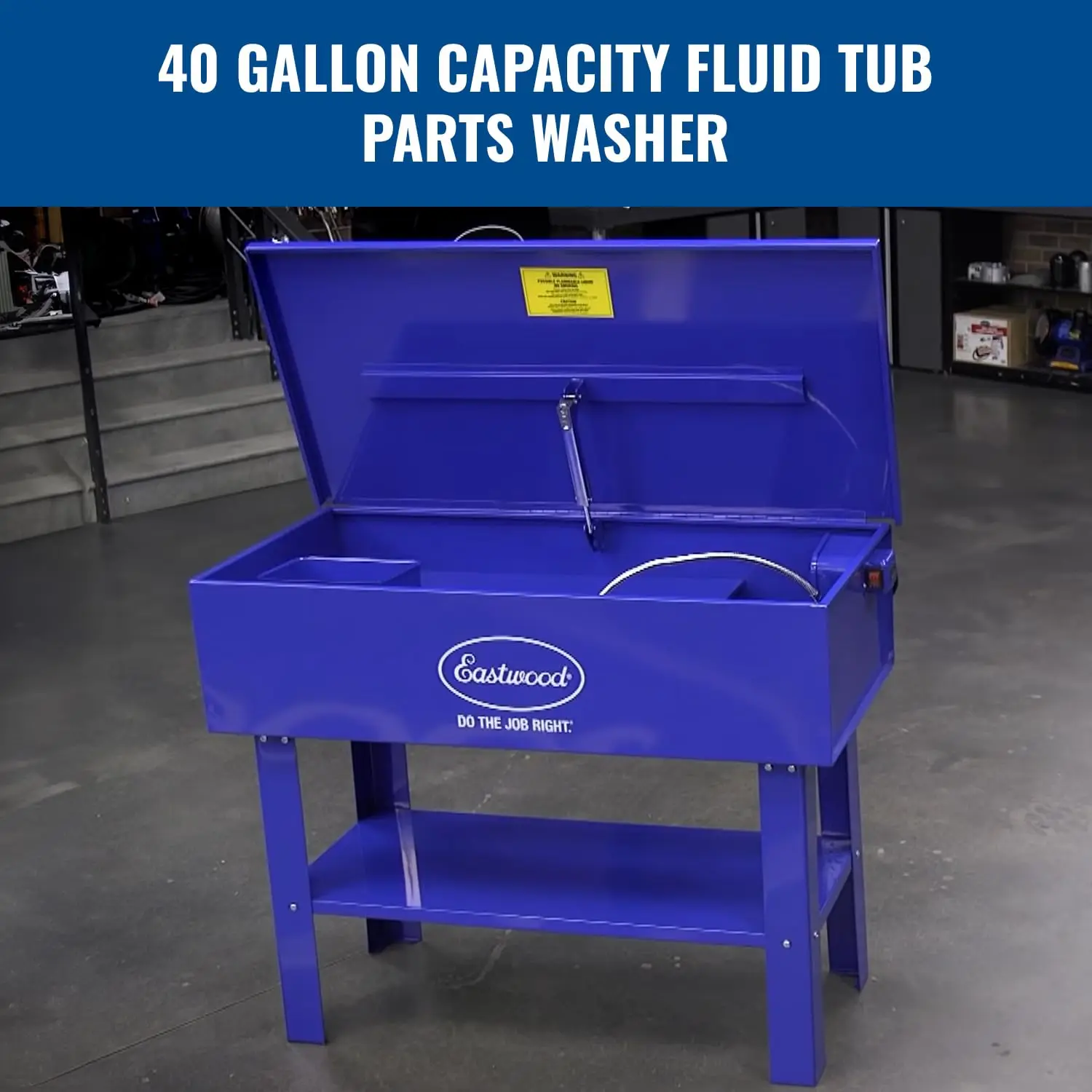 Eastwood 40 Gallon Parts Washer | 10 Inch Deep Tub Heavy Duty Powder Coated Finish Steel Parts Cleaner | Parts Washer