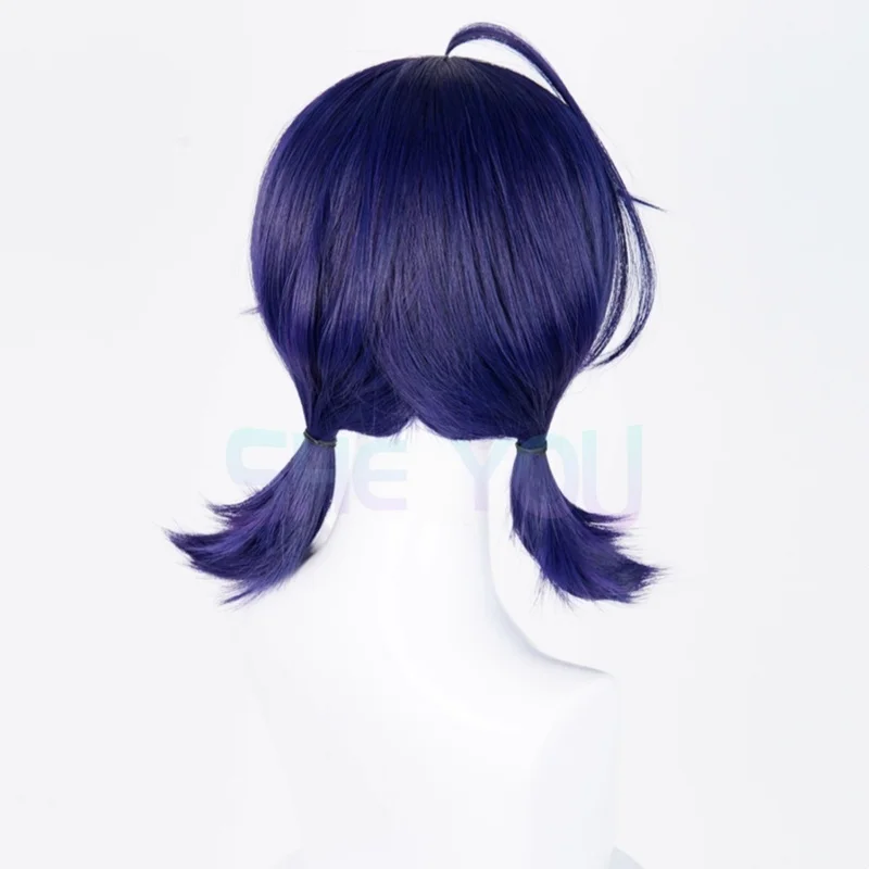 Game Belle Long 40cm Blue Black Double Ponytail Cosplay Anime Wig Heat Resistant Synthetic Hair Halloween Party Wigs