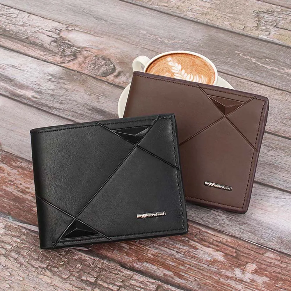 Credit Card Bag PU Leather Men Wallet Cash Clip ID Card Cover Business Card Holder 3 Folds Thin Short Coin Purse Boy