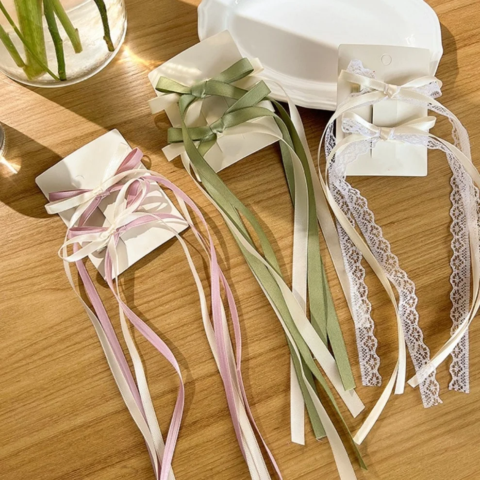 FANYIN Super Long Tassel Bow Ribbon Hair Clip for Women Summer Aweet Duckbill Clip Hairpin Korean New Fashionable Hair Accessory