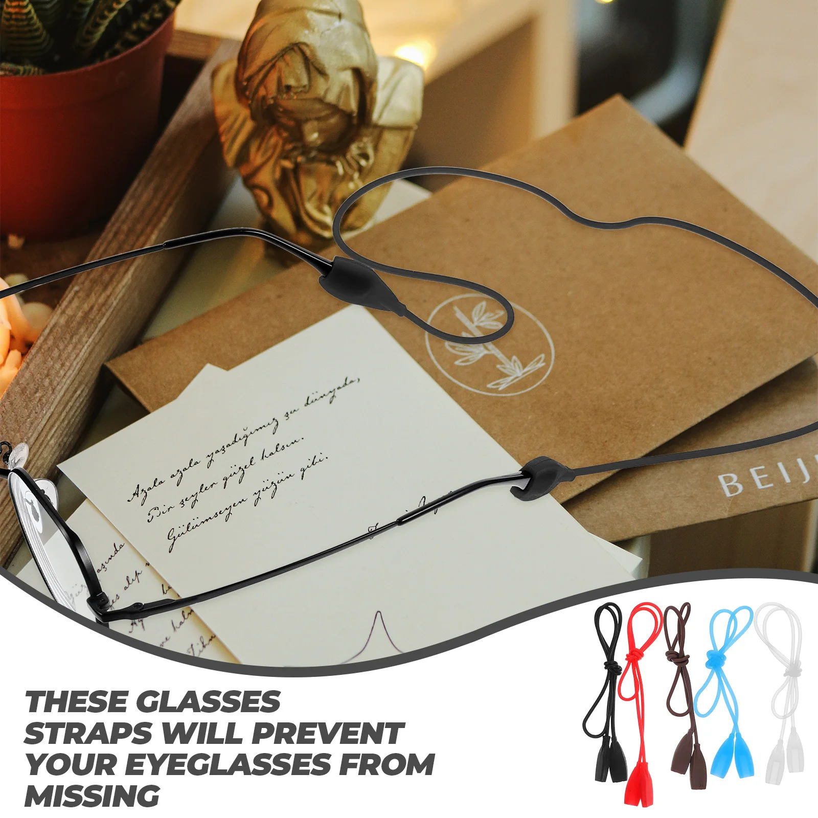 

5pcs Eyeglass Cord Adjustable Non-Slip Glasses Retainer For Sports Outdoor Daily Use Portable Silicone Lanyard Safety Eyewear