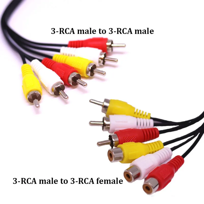 1M 3-RCA to 3-RCA Male female connector Composite Audio Video AV extension Cable Plug Cables