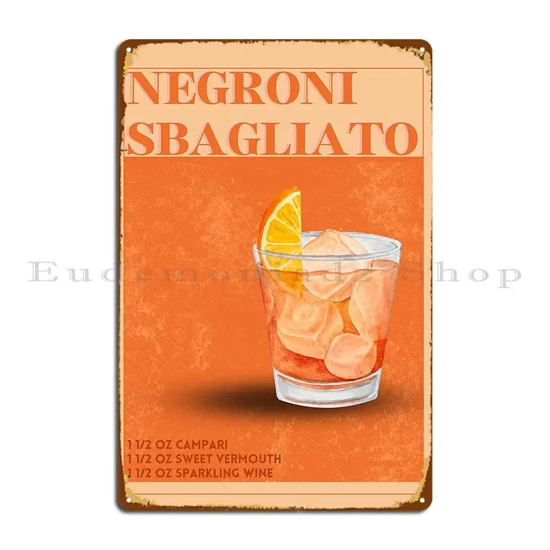 Negroni Sbagliato With Recipe Jealousbarbie Metal Plaque Poster Vintage Create Kitchen Wall Mural Wall Decor Tin Sign Poster