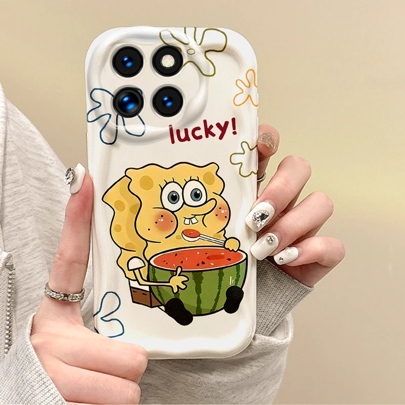 Cartoon S-SpongeBob Phone Case for XiaoMi 14 13  Pro 13 12 11 Lite Poco F6 F5 F4 F3 X6 X5 X4 X3 GT M3 M4 Pro Non-Slip Soft Cover