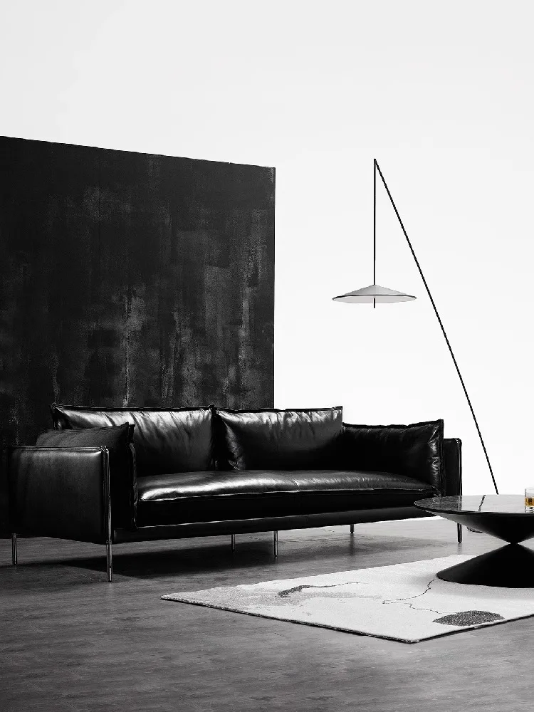 

Minimalist leather fabric sofa leather cloth combined with designer modern simple retro office sofa