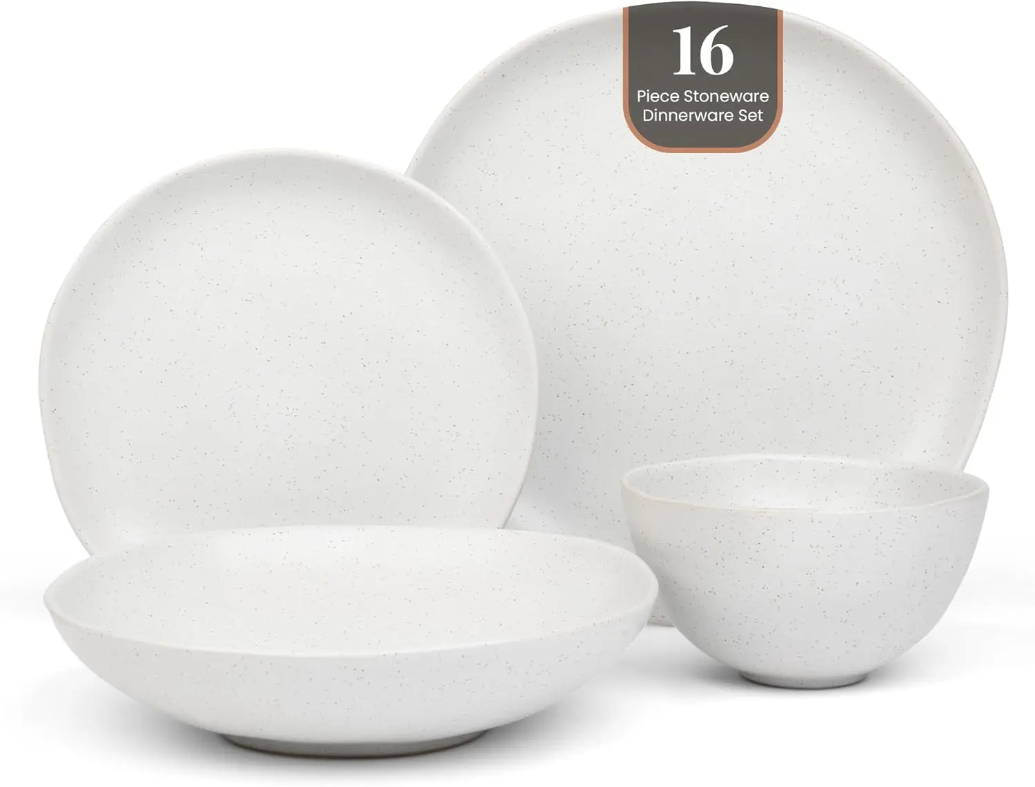 

Eco-Friendly High Fired Artisan Stoneware Dinnerware 16 piece set, 4 place settings (Milkstone)