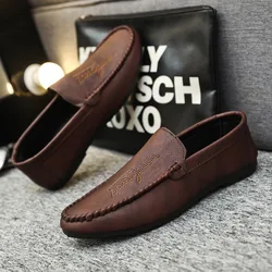 Men Fashion Shoes Summer2024New Casual Shoes for Men Slip-On Loafers Comfortable Soft Leather Driving Shoes Breathable Moccasins