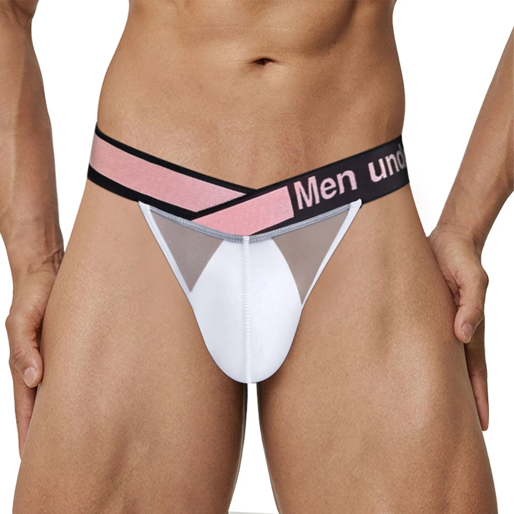 Men's Sexy Lingerie Mesh Bikini Low-Waist Bulge Pouch Briefs See Through Underwear Man Breathable Underpants Convex Pouch Thong