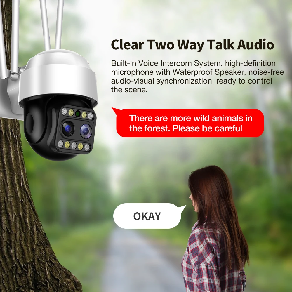 3MP Dual Lens Outdoor Wireless Security Camera PTZ Speed Dome External Wifi Street Video Camera IP CCTV P2P Motion Alert YOOSEE