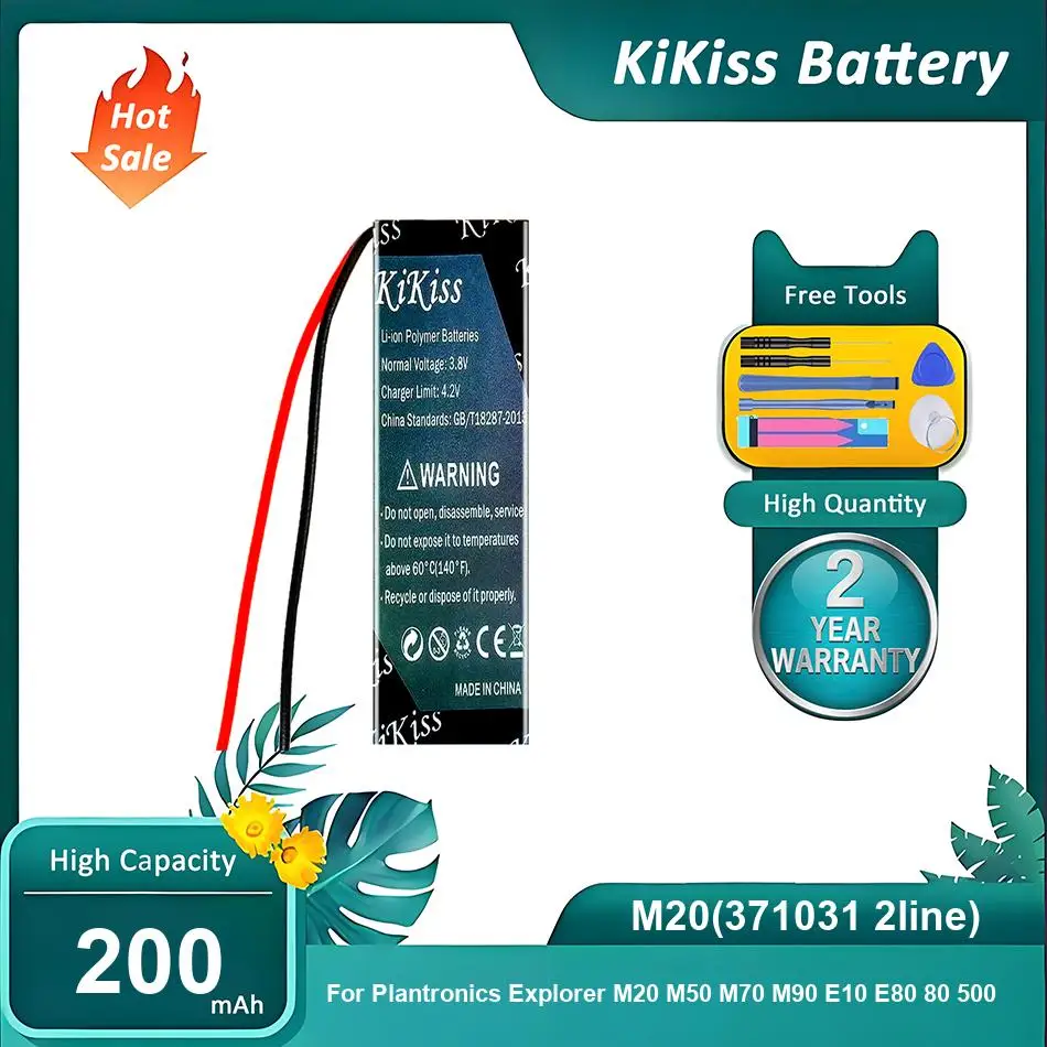 

KiKiss Battery For Plantronics Explorer M20 M50 M70 M90 E10 E80 80 500,M20(371031 2line),200mAh