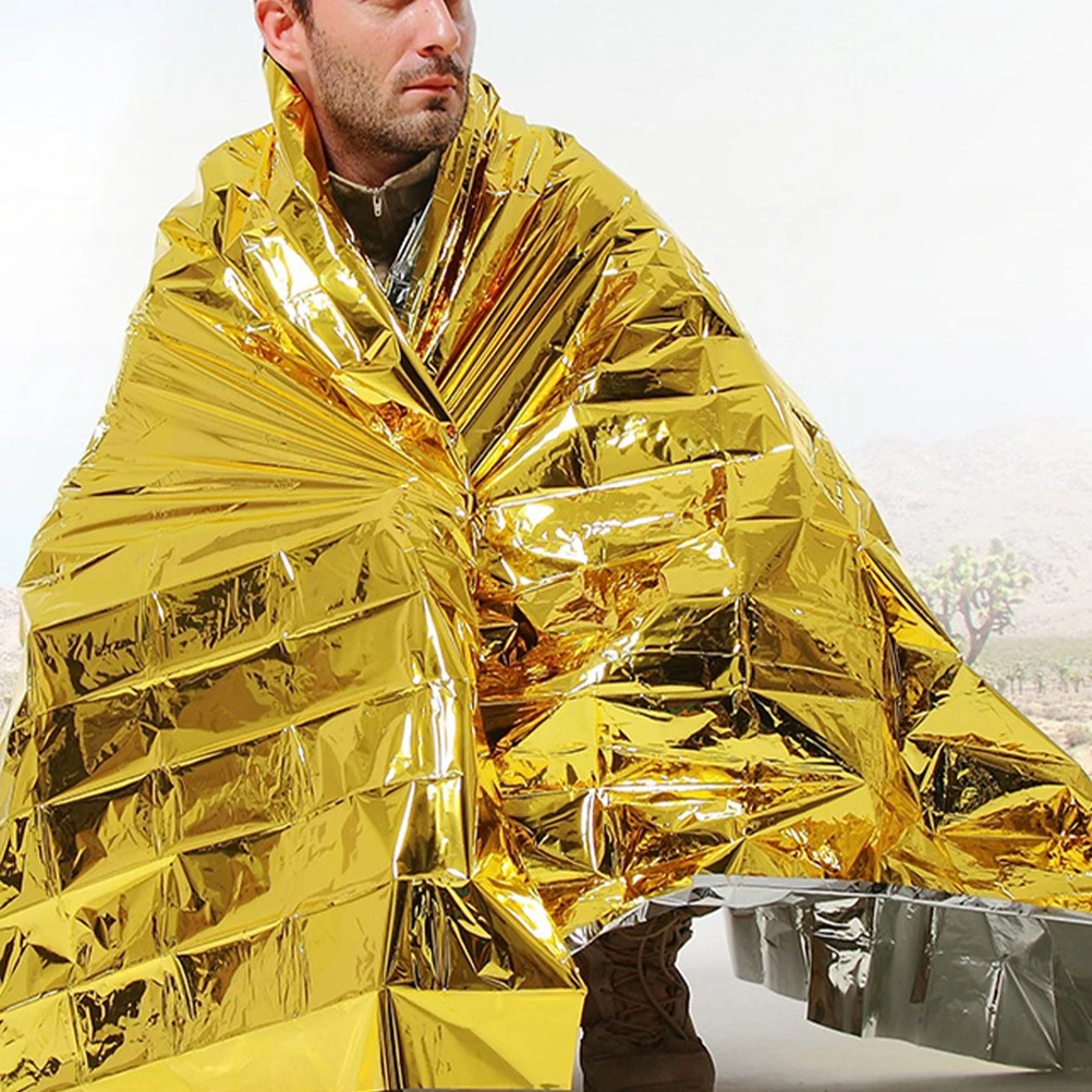 

2pcs Insulation Blanket Emergency Thermal Sun Protection Heat Reflective Foldable Outdoor Blankets