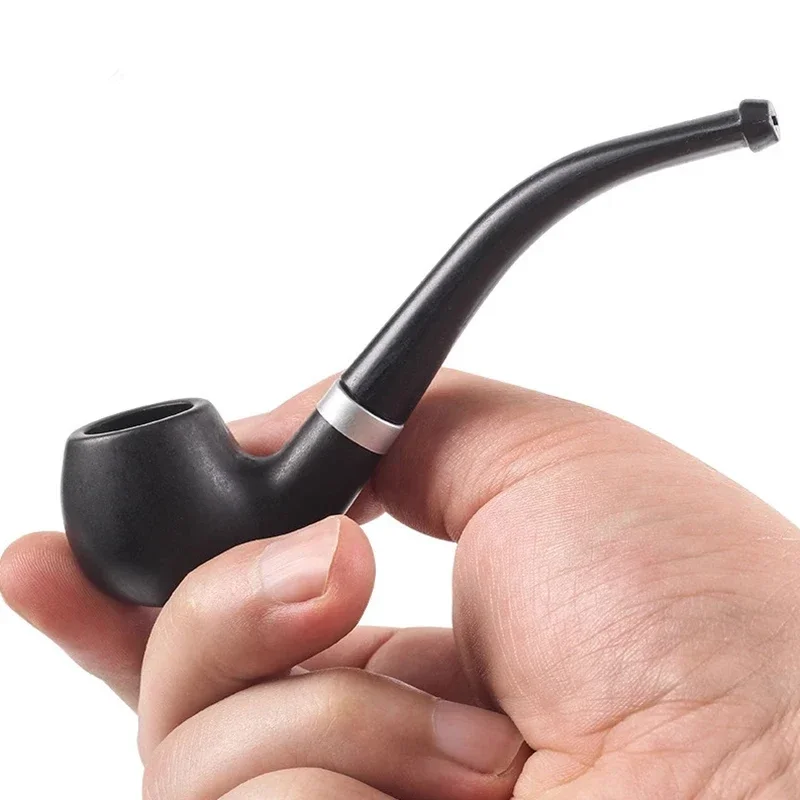 Portable Tobacco Bent Pipe Wooden Smoking Filter Grinder Handheld Herb Pipes Cleaning Durable Cigarette Accessories Men\'s Gifts