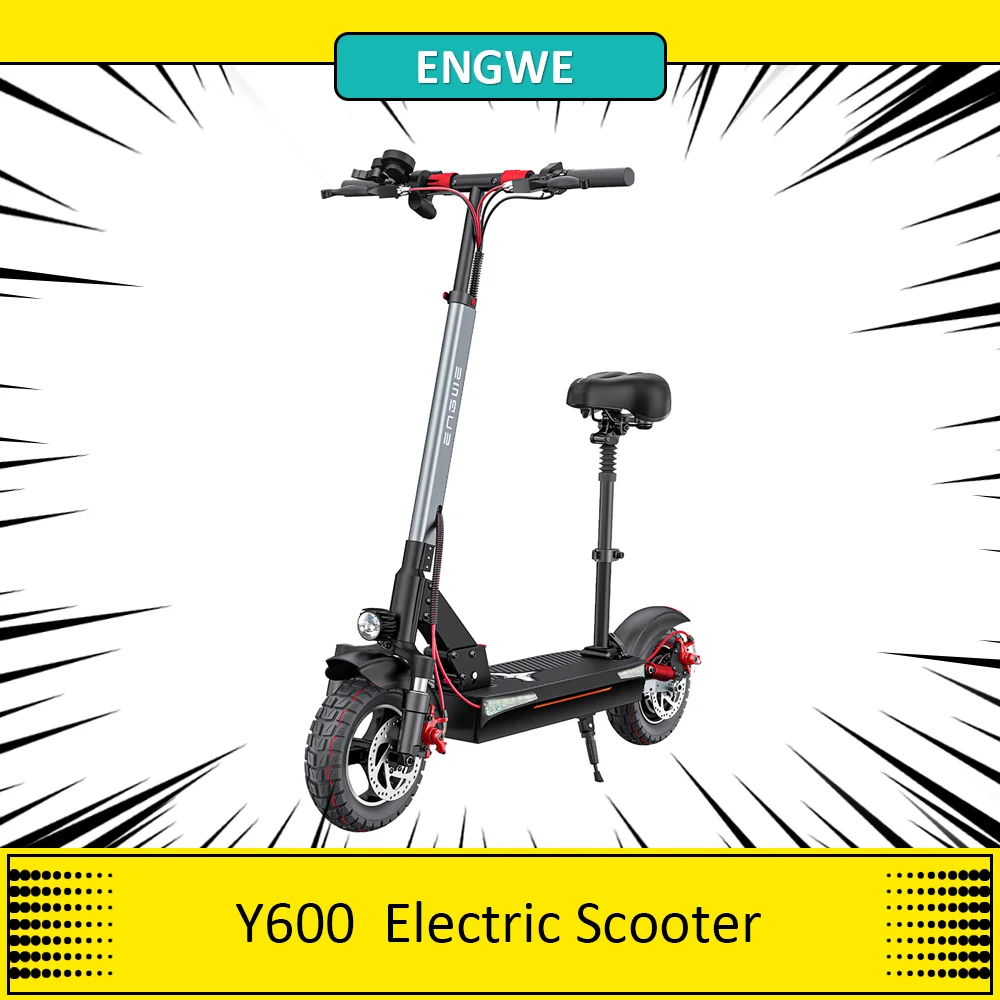 ENGWE Y600 Electric Scooter 600W Motor 48V 18.2Ah Battery 10 inch Fat Tires 25km/h Max Speed 70km Range Mechanical Disc Brake