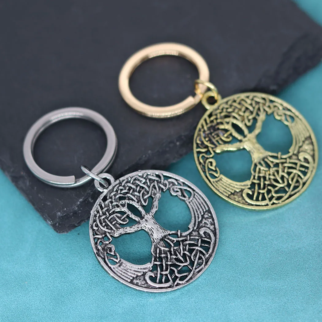 Viking Tree Of Life Pendant Amulet Keychain For Men Women Norse Mythology Asatru Cross Knot Key Chains Talisman Jewelry Gift