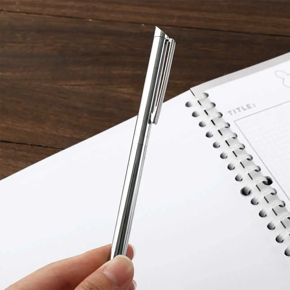 Stylo à bille rotatif à encre noire classique, en acier inoxydable brillant, fournitures de bureau, papeterie commerciale, stylo à huile