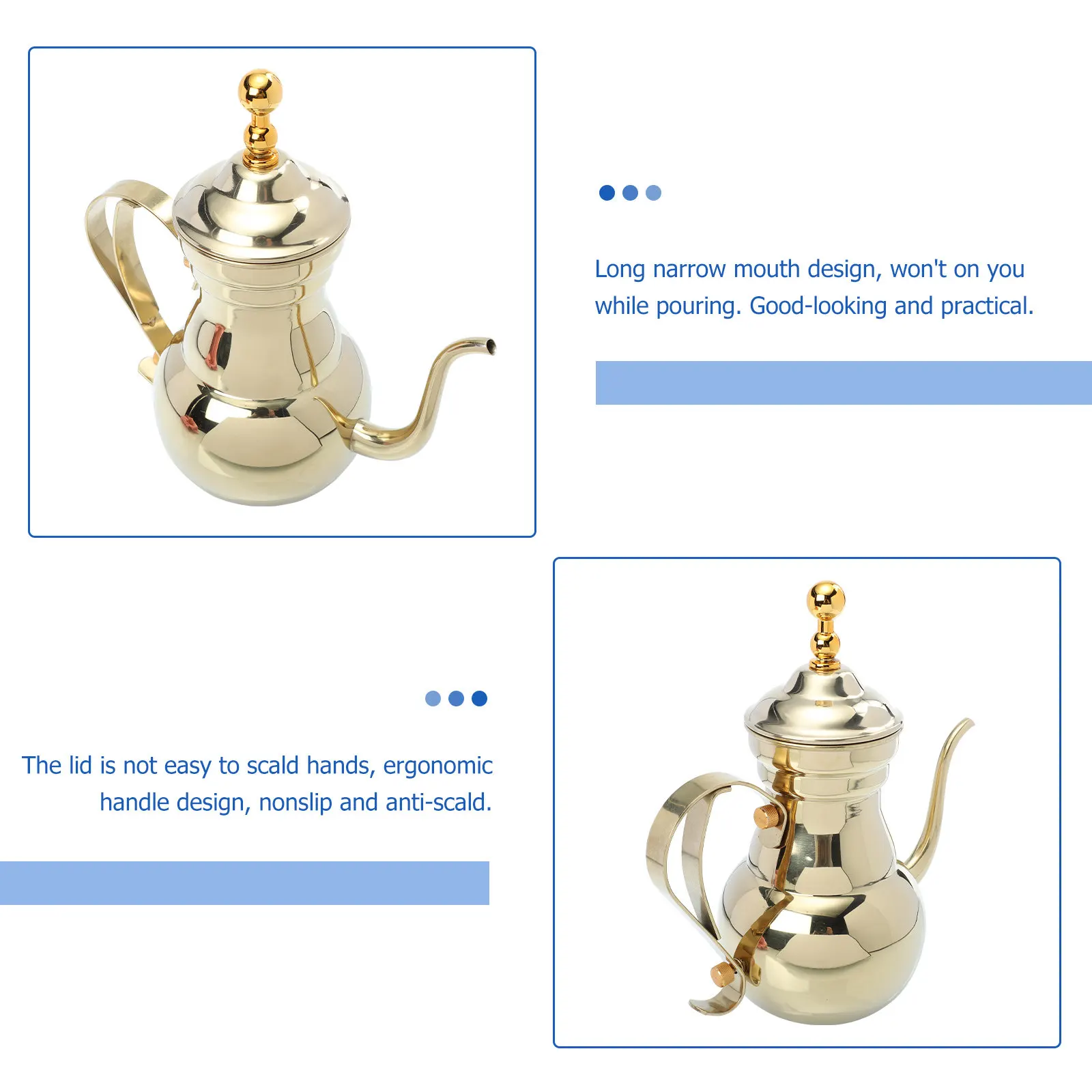 

Чайник-кофейник из нержавеющей стали с длинным узким носиком, эргономичной ручкой, не ржавеющий, для дома