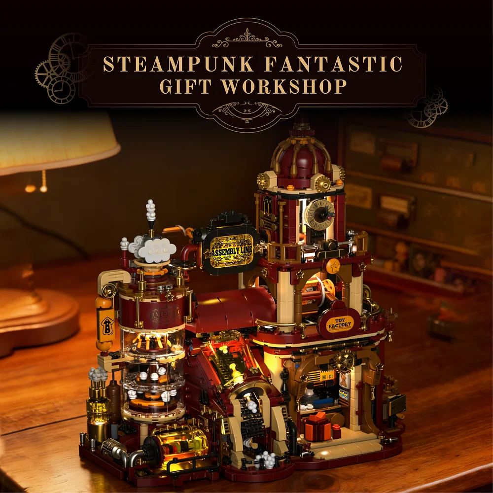 3252-teiliges Steampunk-Bausatz-Modell mit Beleuchtung Fantastisches Geschenk Werkstatt-Bausteine Kreatives Lernspielzeug H1015