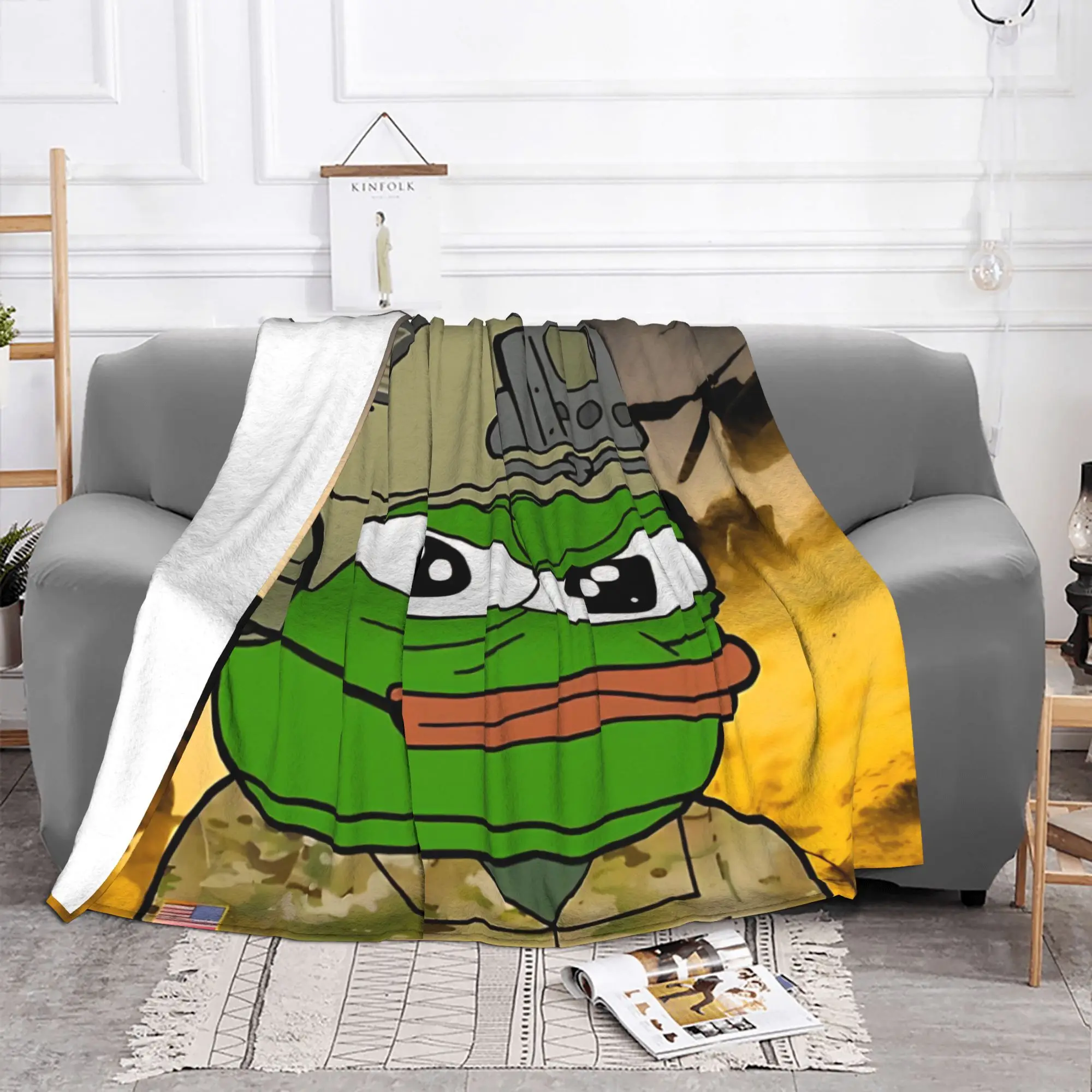 1PC Soldier Pepe the Frog Home Room Decorations Winter Blankets For Adults Bedding Home Interior Sofa Knee