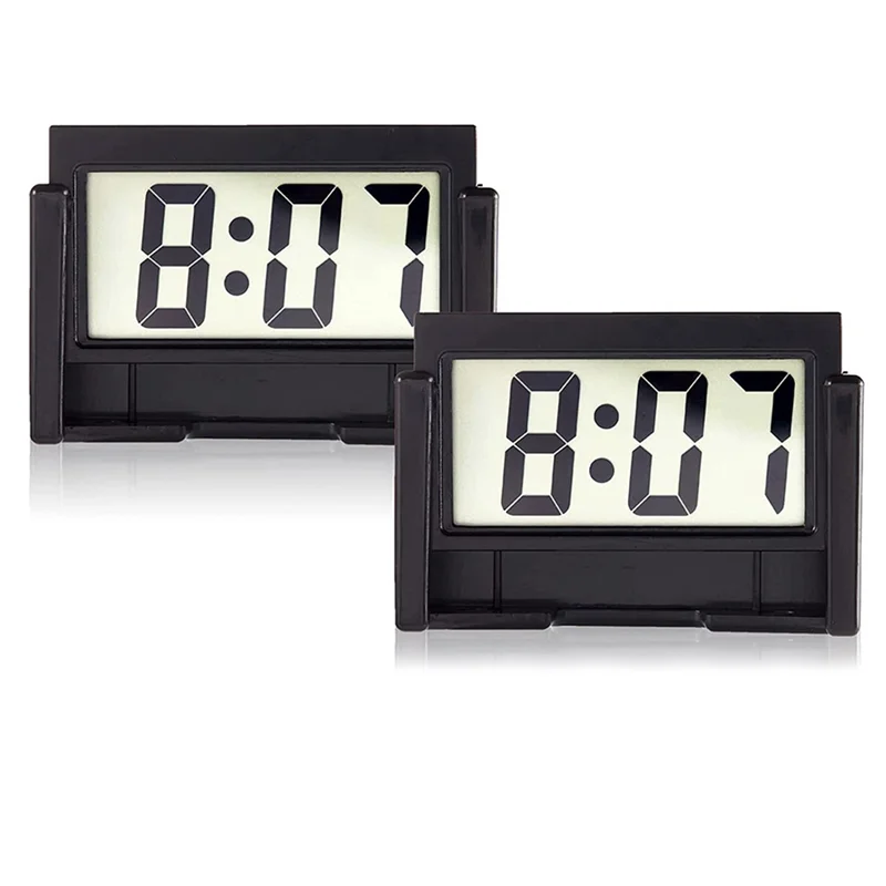 Small Digital Car Dashboard Clock Battery Operated Big Clear LCD Time Display for Automotive, Motorcycle