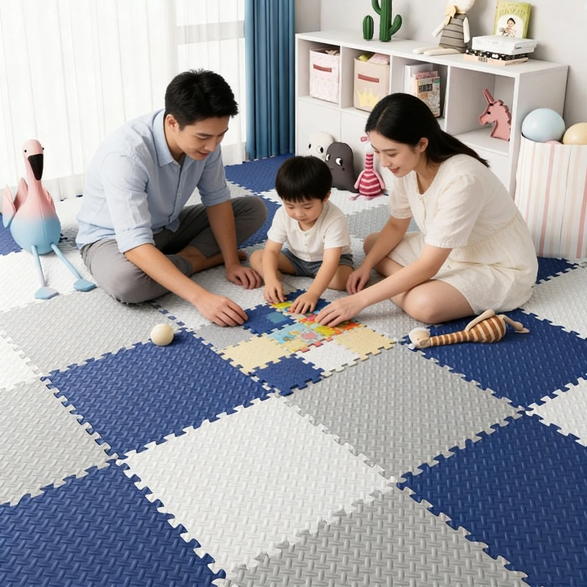 Baby Play Mat Puzzle Mat 16pcs FoamKids Interlocking Exercise Tiles Rugs Puzzle Floor Tiles Toy Carpet Soft Carpet 30*30*1cm