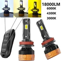 Faros LED Tricolor con Control remoto H11, H4, H1, H7, H11, HB3, 9005, HB4, 9006, 6500K, 4300K, 3000K, para faros de coche