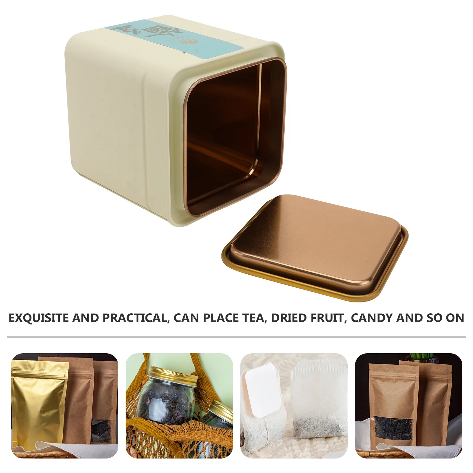 

1Pcs Airtight Tea Canister White Fine Polishing Tea Leaf Container Tinplate Storage Can Home Tea-Leaf Jar