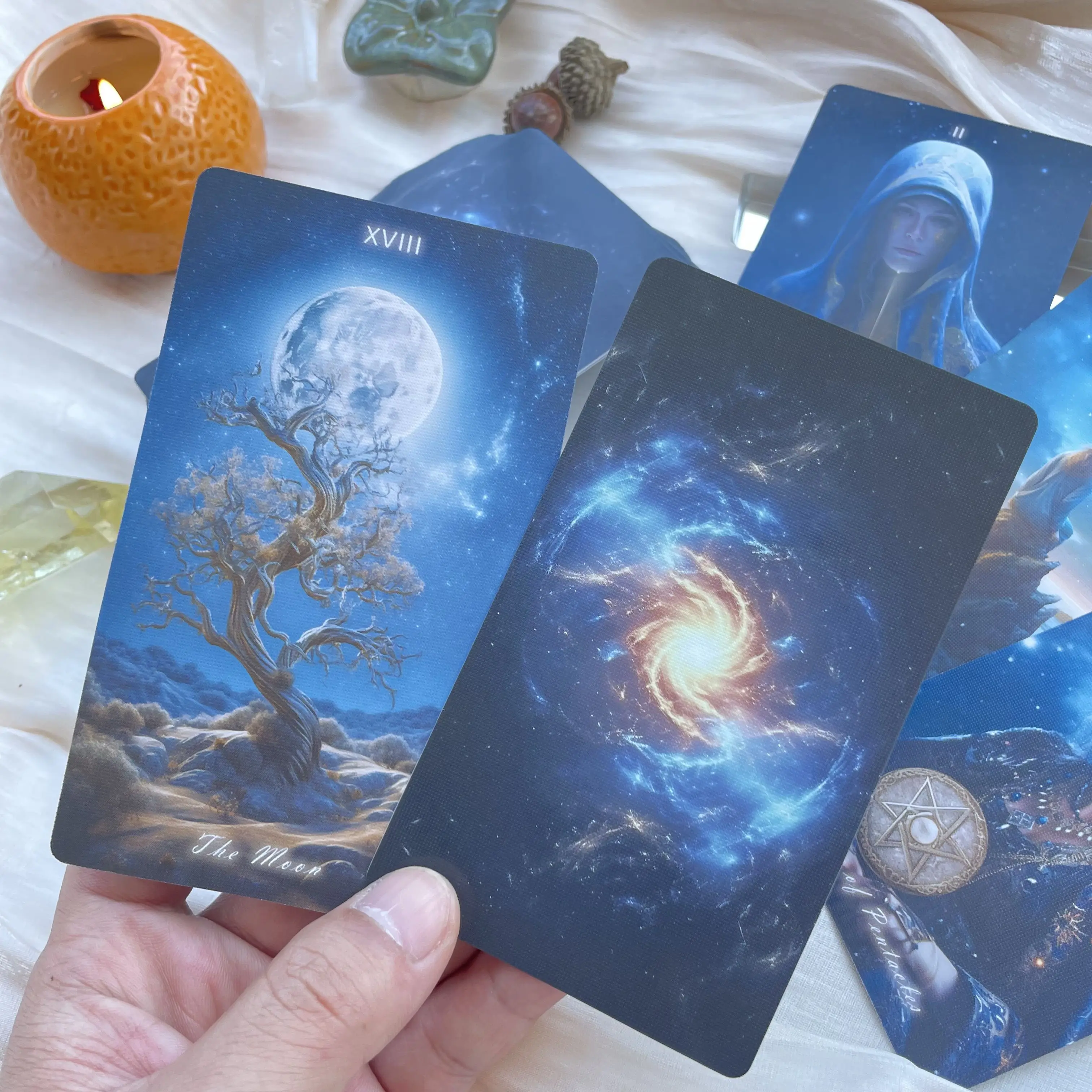 Professional Divination Deck Starry Sky Tarot Cards Oracle Spanish 78 Beginners High Quality Matte 12x7 Attached PDF Guidebook