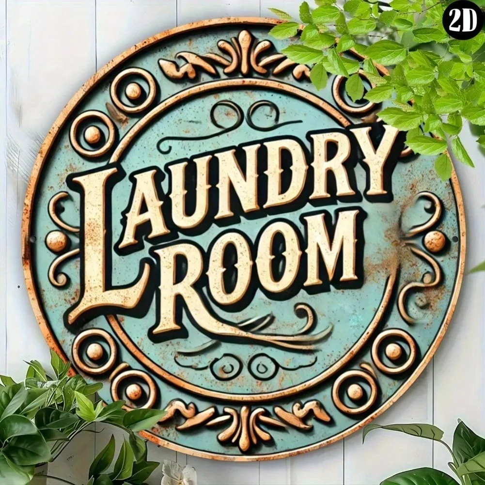 Letrero de metal para cuarto de lavado de estilo vintage, decoración colgante fácil de instalar de 7,8x7,8 pulgadas para el hogar, bar, cafetería y garaje