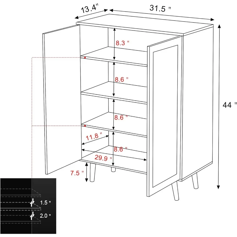 Kitchen Cabinet and Storage Entryway Shoe Cabinet Wood 2 Door Accent Cabinet With Adjustable Shelves Rustic Oak Side Table