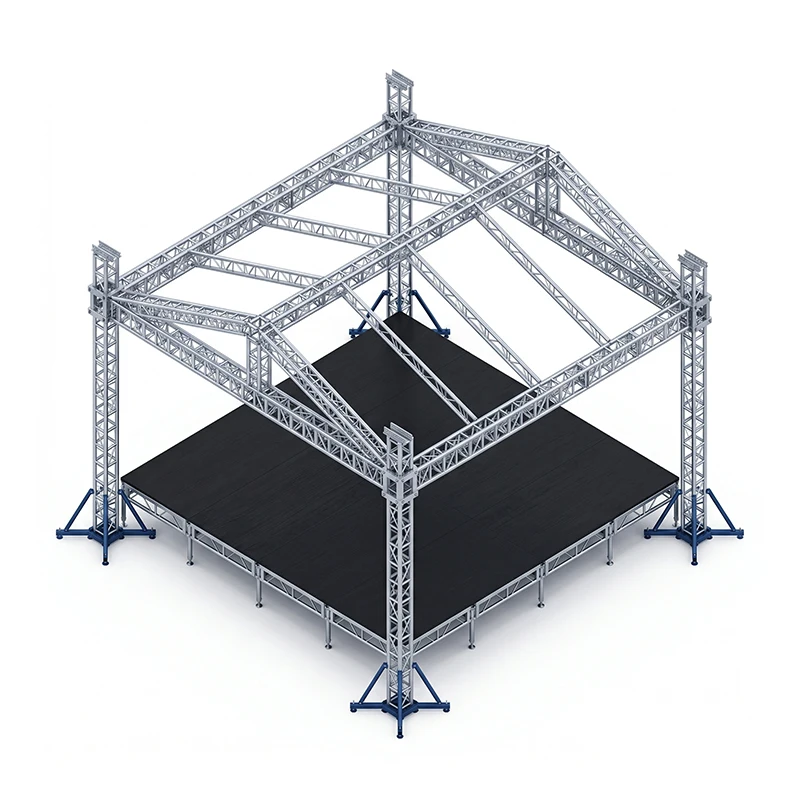 15m Span 8*8*6m High Quality Stage Roof Truss Canopy Bolt Truss 6061-T6 Aluminum Alloy Lifting Tower 700kg Load Capacity Quick