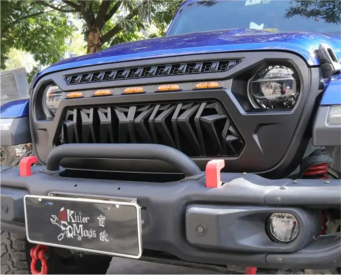 Racing Grills For Jeep Wrangler 2018 2019 2020 2021 2022 2023 Front Bumper Grille Around Trim High Quality ABS