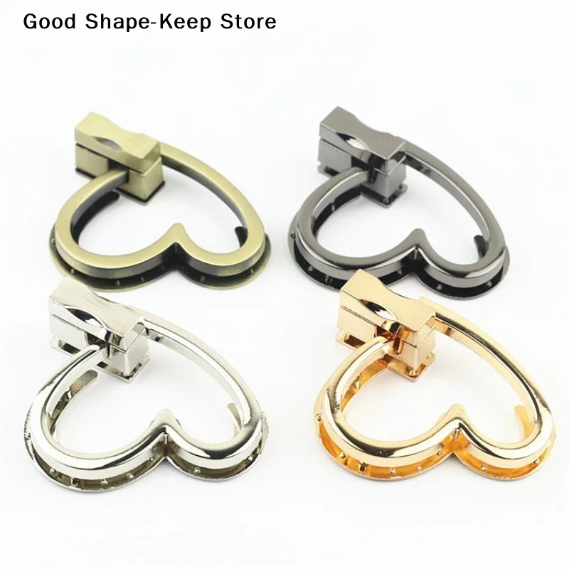 Handbag Purse Closure Toggle Latch Buckles DIY Bag Hardware Bag Double Heart Clasp Buckles Twist Locks For Handbag Accessories