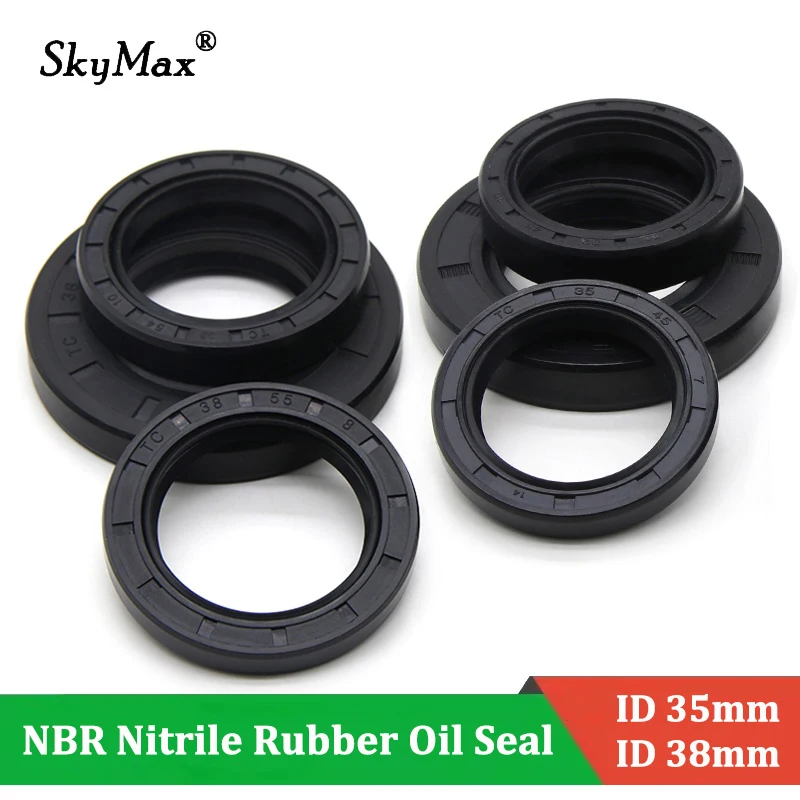 ID 35/38mm NBR Oil Seals OD 42/45/48/50/52/55/58/60/62/65/68/70/80*5/7/8/10/12mm Black Nitrile Rubber TC Skeleton Sealing Gasket